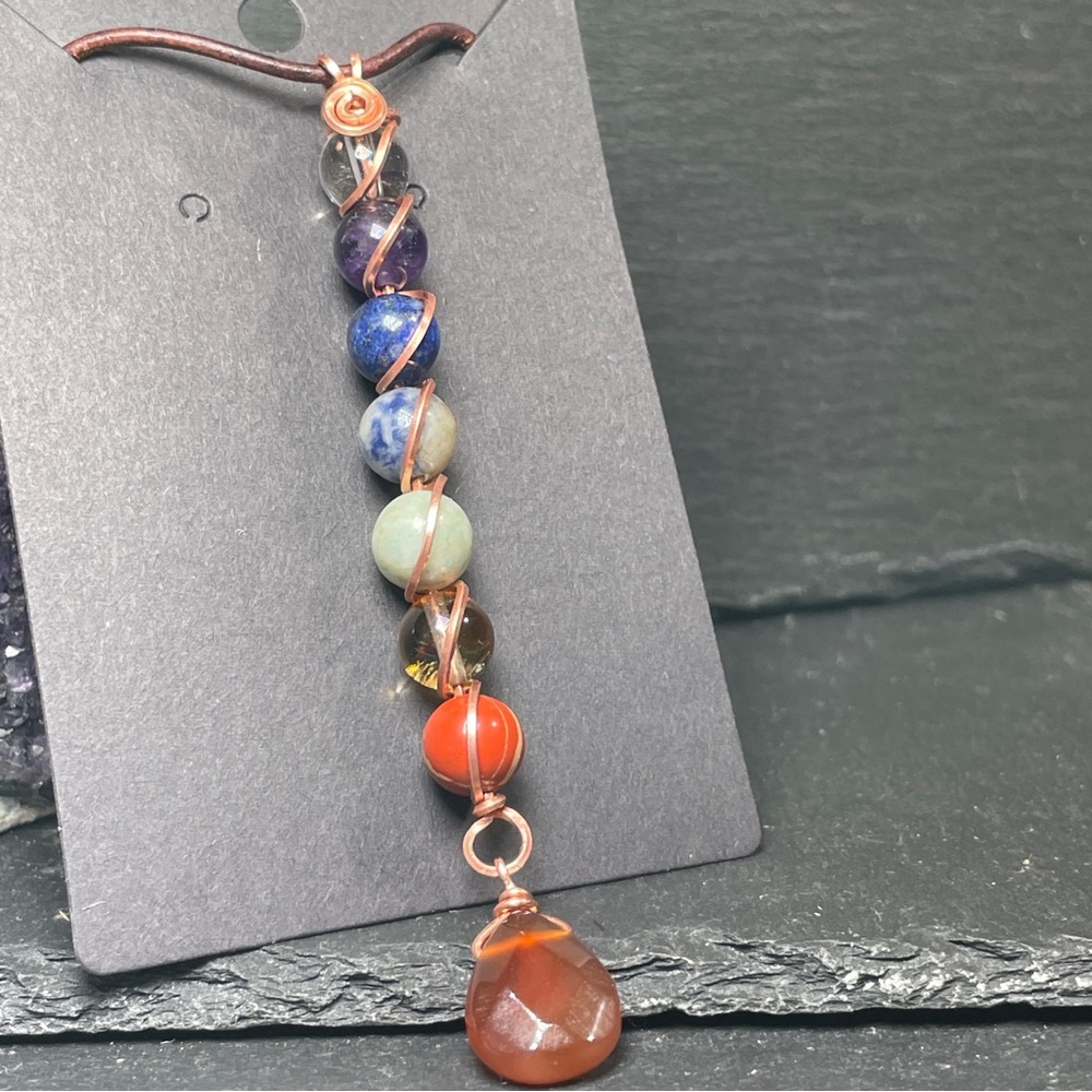 Gemstone Pendant Necklace With Carnelian Focal Boho Artisan Jewelry - Picture 11 of 12